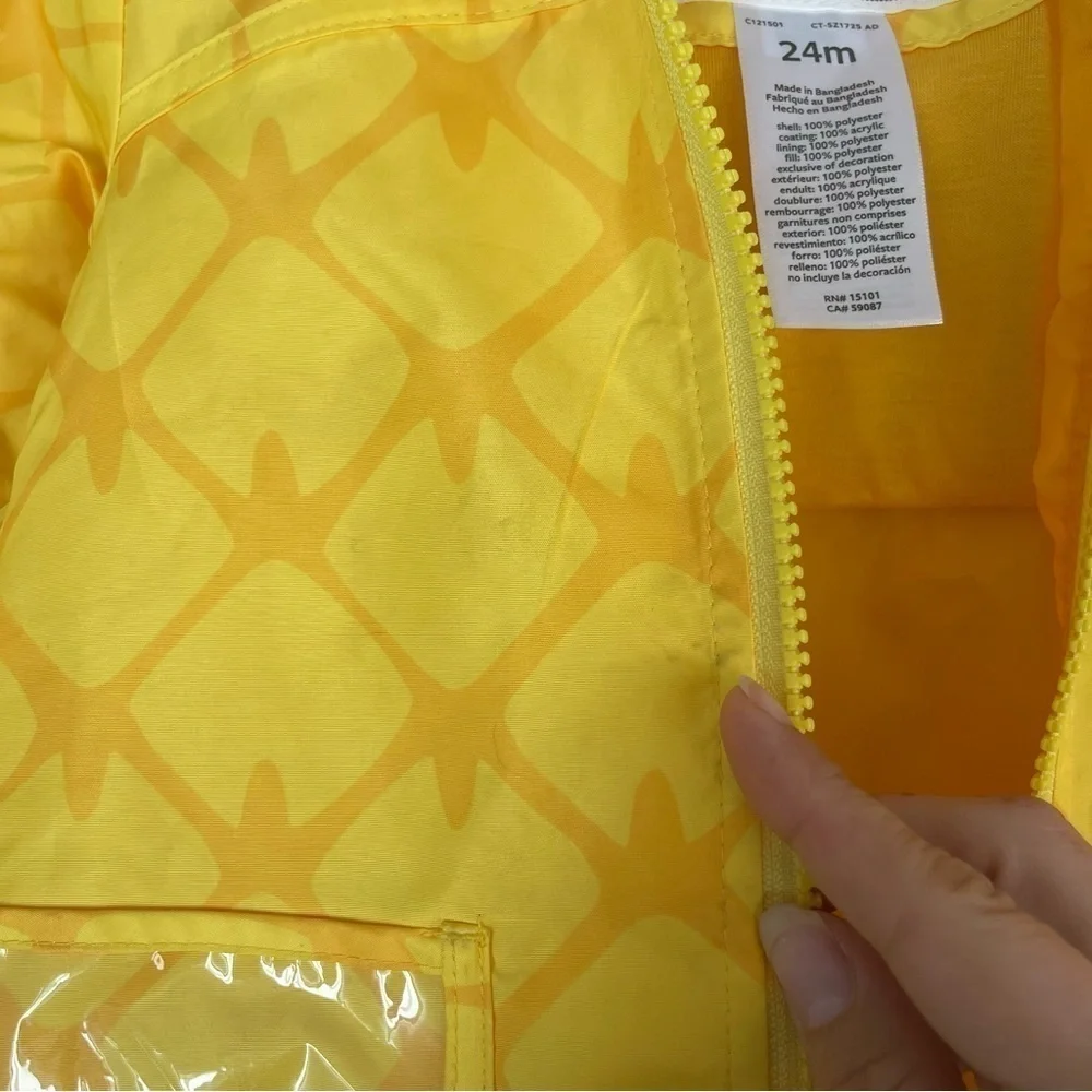 Carter’s Unisex Pineapple Rain Coat Jacket 24Months Outdoor Fall Waterproof